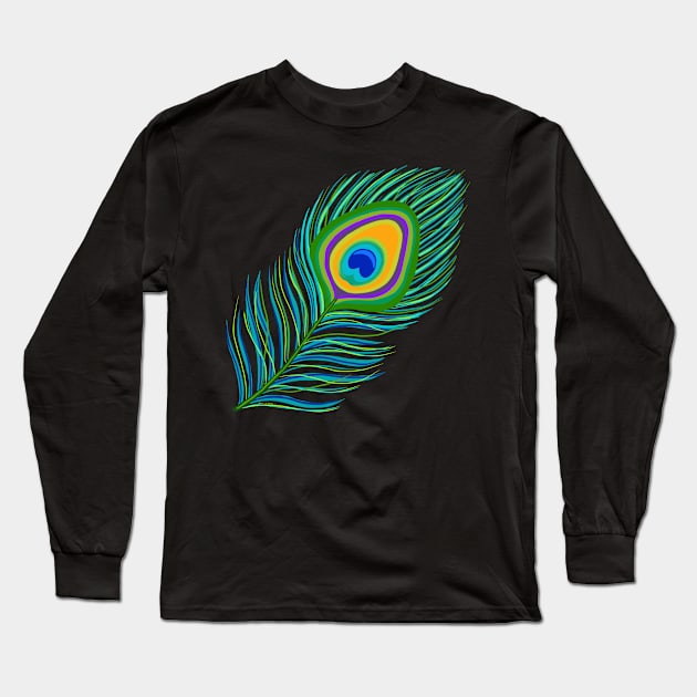 Peacock feather Long Sleeve T-Shirt by SoozieWray